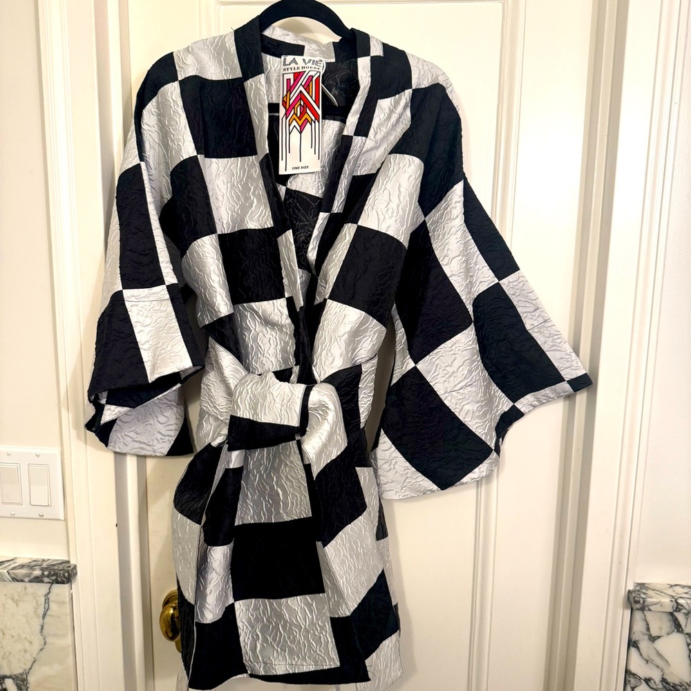 La Vie Style House Checkered Mini Dress - Black & White One Size